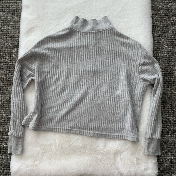 Light Grey Knitted Zip Front Sweater - Picture 2 of 3